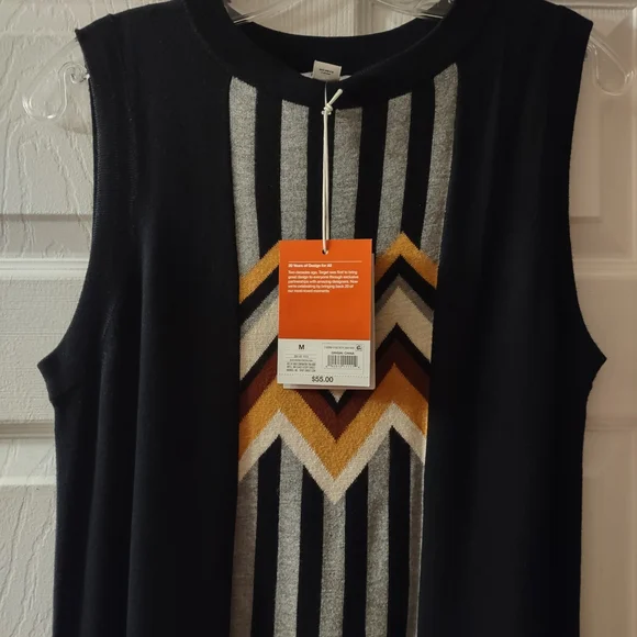 Missoni Black and Gold Chevron Sleeveless A-line Dress - Picture 3 of 7
